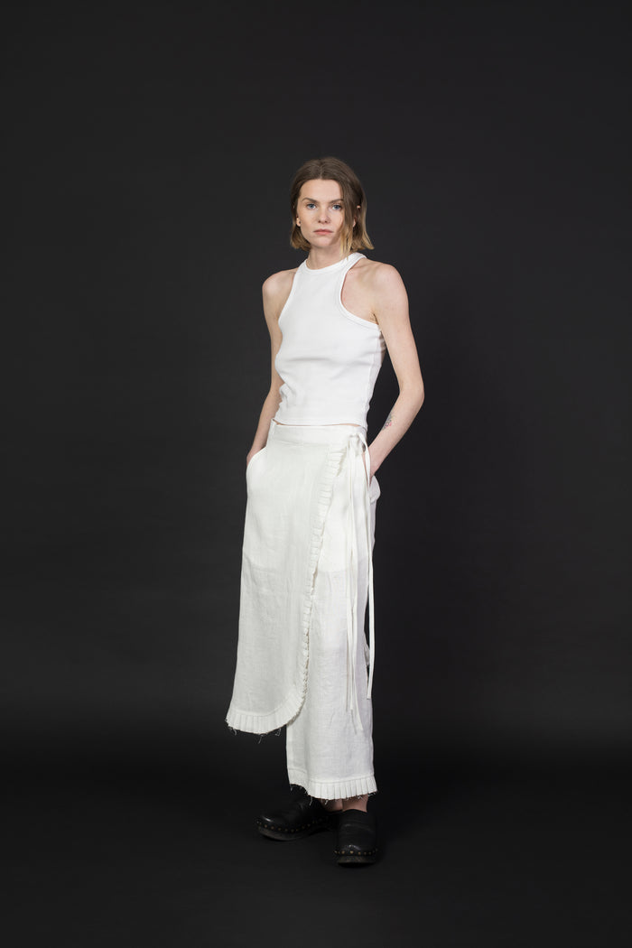 LINEN SKIRT WITH RUFFLES