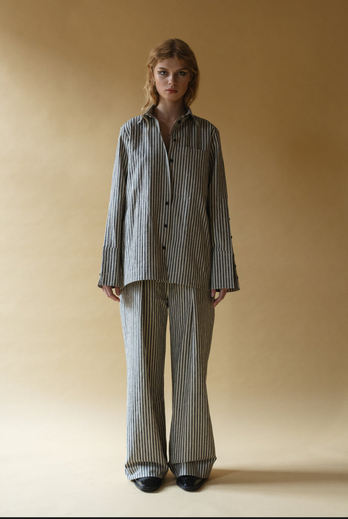 STRIPED LINEN TROUSERS