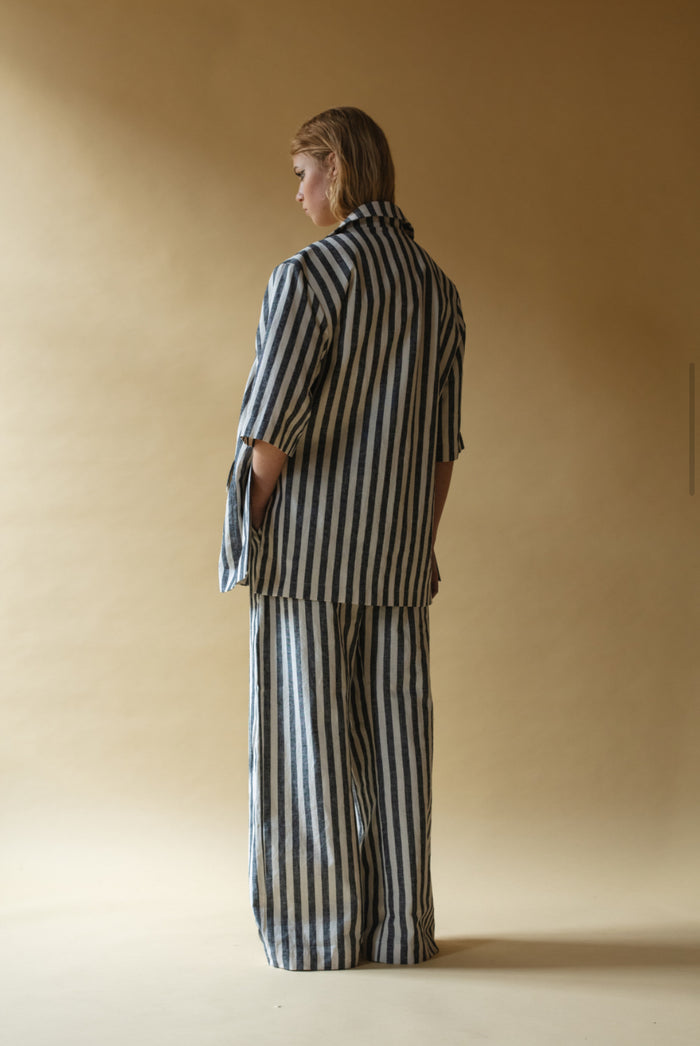 STRIPED LINEN TROUSERS