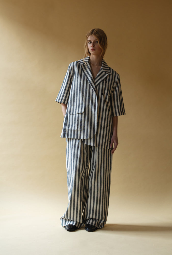 STRIPED LINEN TROUSERS