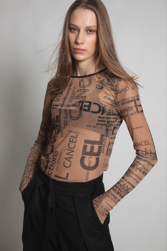 CANCEL/PRINT BEIGE TOP