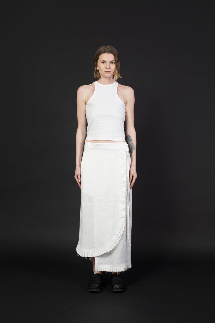 LINEN SKIRT WITH RUFFLES