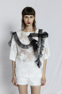LACE TOP WITH RUFFLE DETAIL