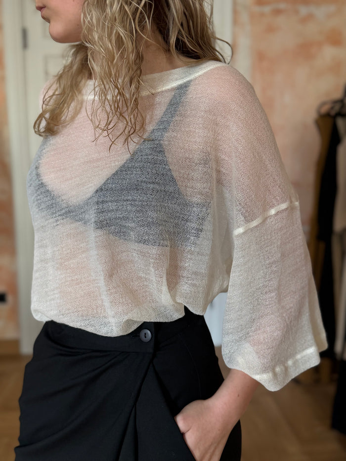 SHEER WOOL KNIT TOP
