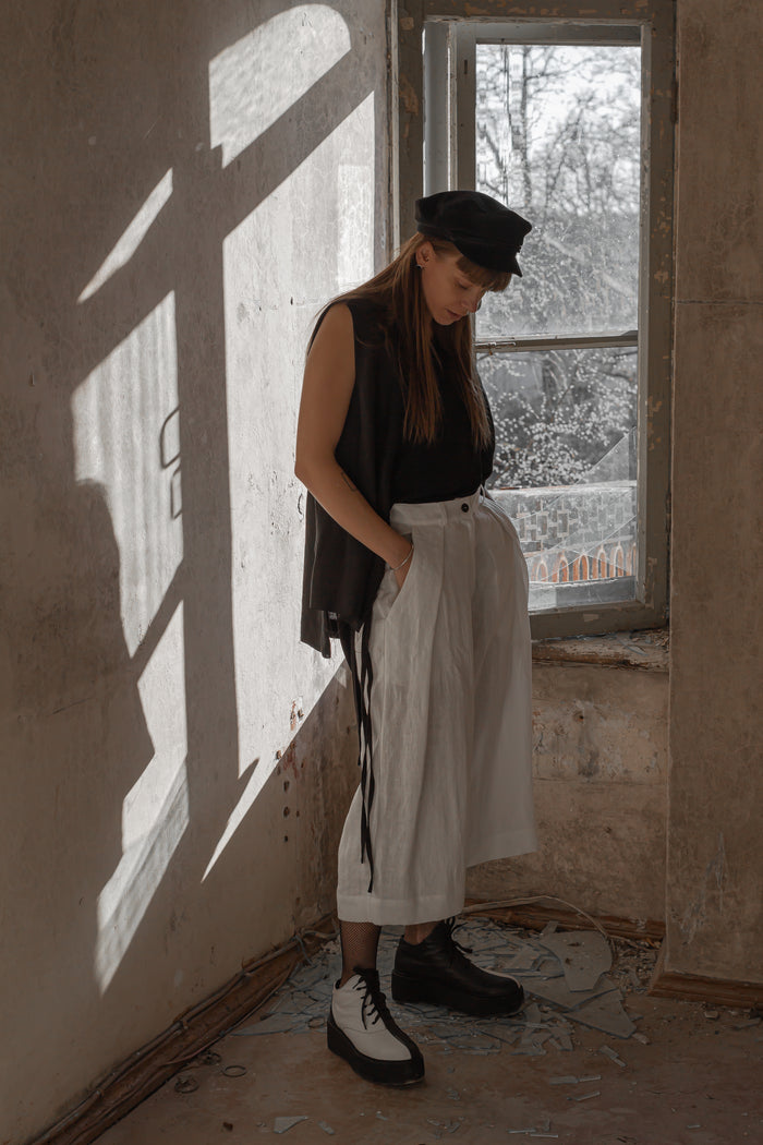 MIDI LENGTH LINEN TROUSERS
