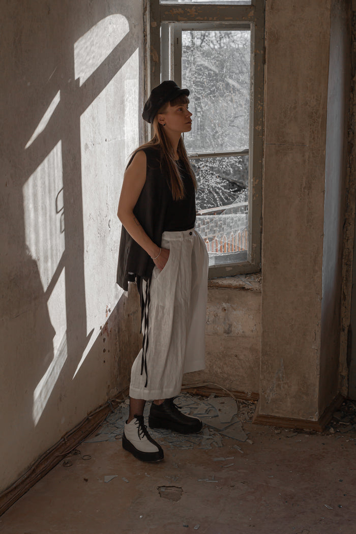 MIDI LENGTH LINEN TROUSERS